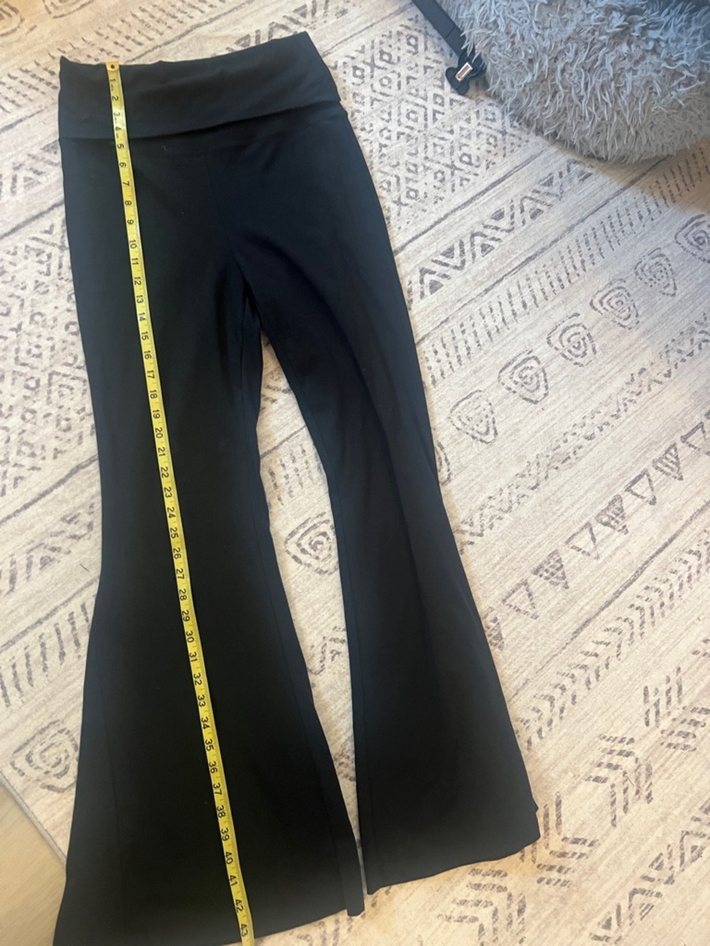 Black Wide-Leg Yoga Pants with Fold-Over Waistband - Picture 6 of 10